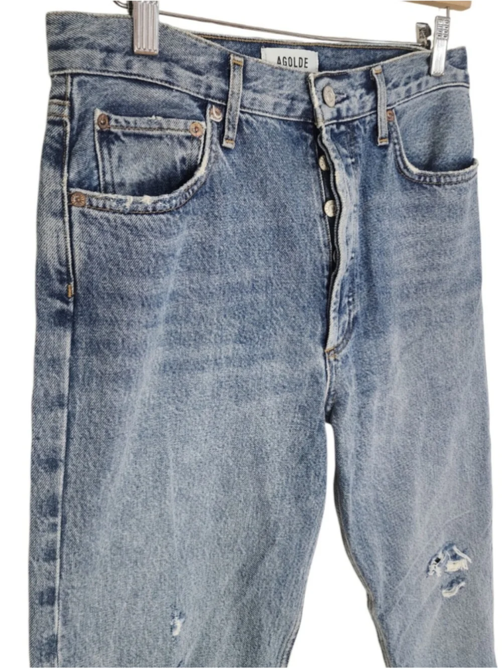 AGOLDE 90’s Pinch Organic Cotton Distressed Straight Leg Jeans 27 - Picture 3 of 9
